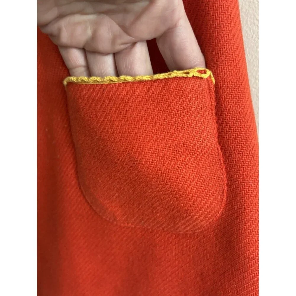 Vintage Kids Girl's 4/5 Wool Saks Fifth Avenue Orange Dress 70s 60s MCM